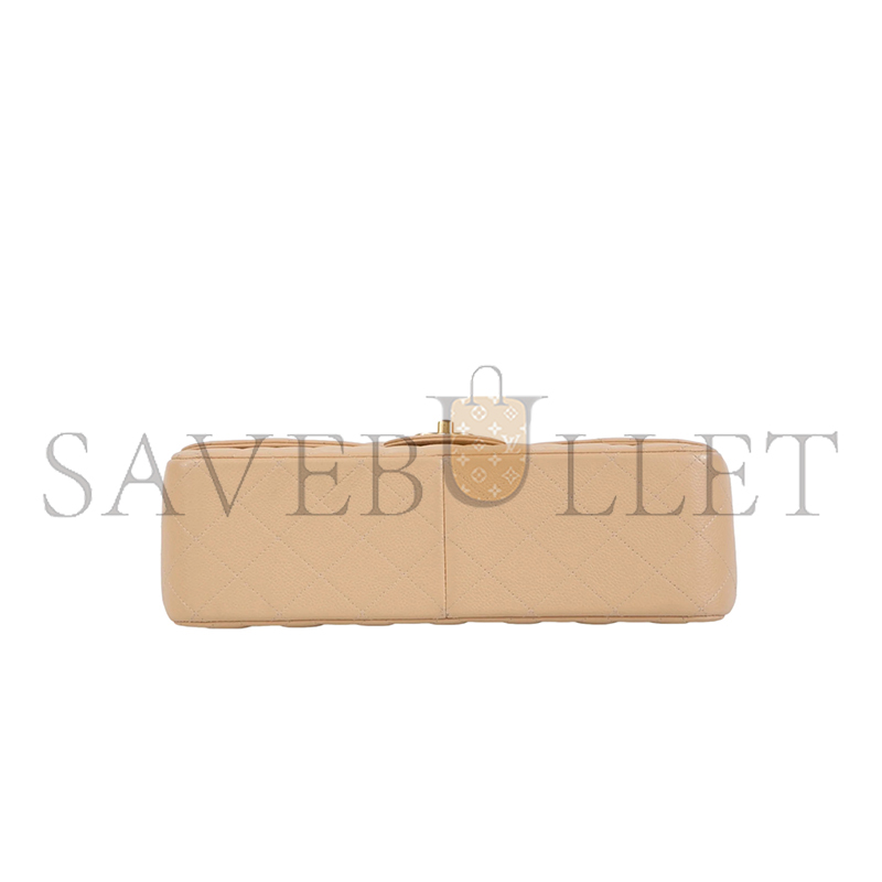 Ch**el jumbo classic double flap bag beige caviar gold hardware (30*21*9cm)